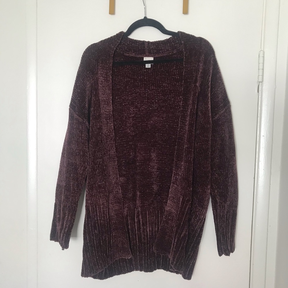Burgundy Chenille Cardigan